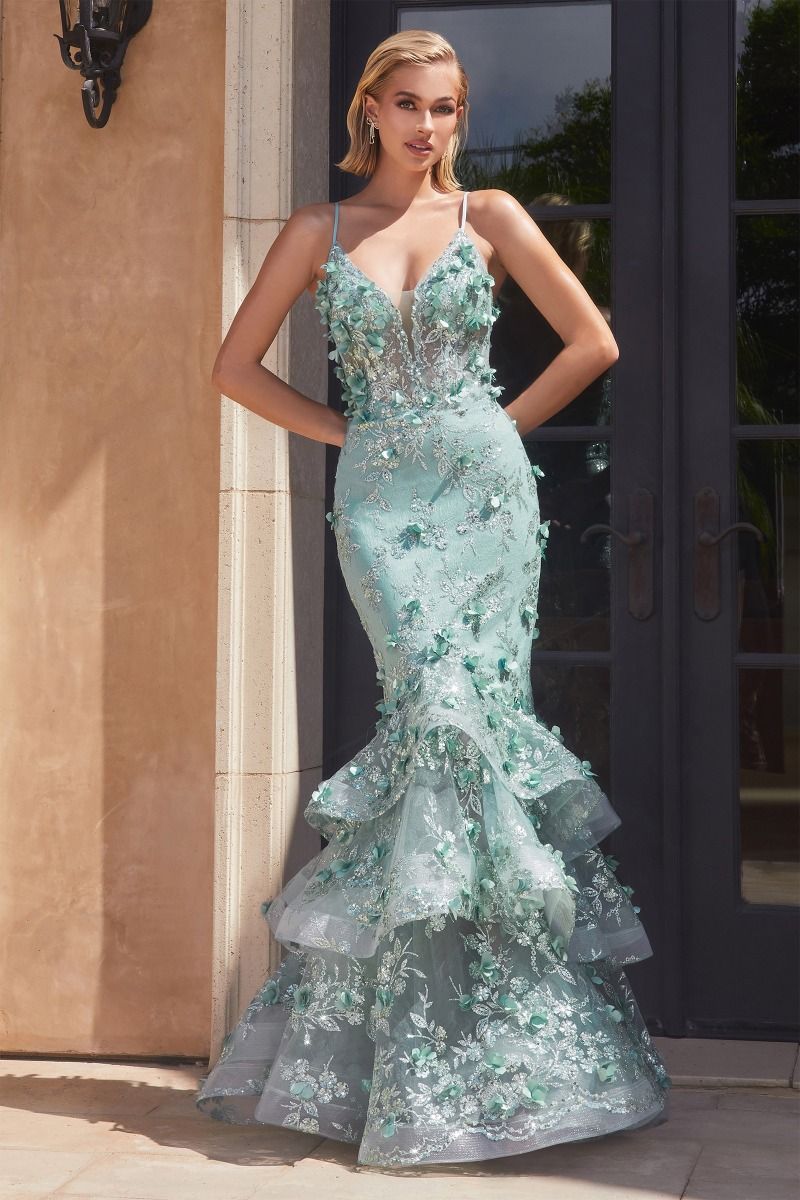 Floral Appliqued Mermaid Gown-5