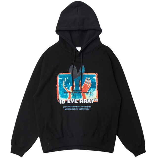 Hoodie Men Retro Harajuku Butterfly Painting Printed Hooded Sweatshirts Fashion Casual 4 Color Optional Pullover Winter